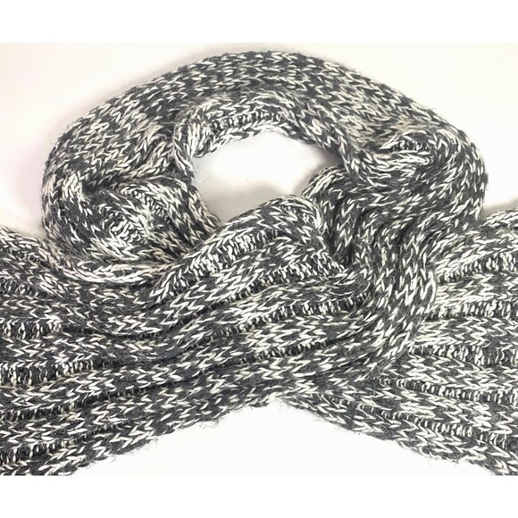 Aeropostale Long Marled Soft Knit Scarf Dark Gray White Winter BGHHCH - Picture 2 of 8